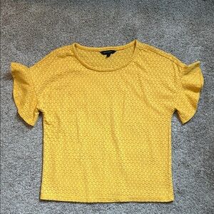 Banana Republic Eyelet Yellow Ruffle Sleeve Top